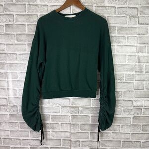 LE CIEL BLEU Forest Green Ruched Sleeves Pullover Sweater Womens Size 36 / US 4